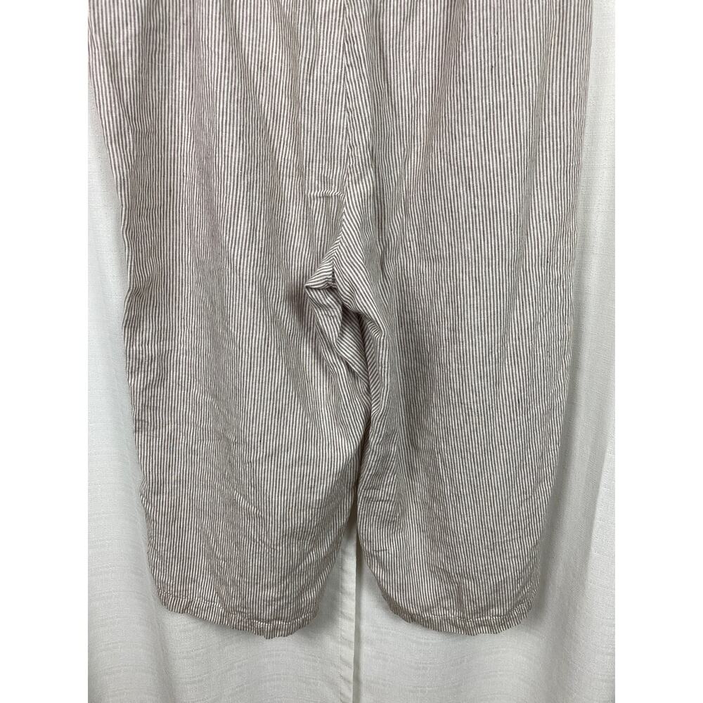 J.Jill Love Linen Cream Beige Stripe Linen Wide Leg Cropped Pants Sz.3X - Picture 9 of 11